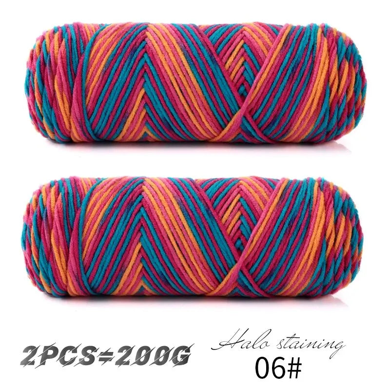 Colorful 5 Strand Dyed Milk Cotton Baby Sweater Yarn for Handmade DIY Woven Scarves and Crochet Projects