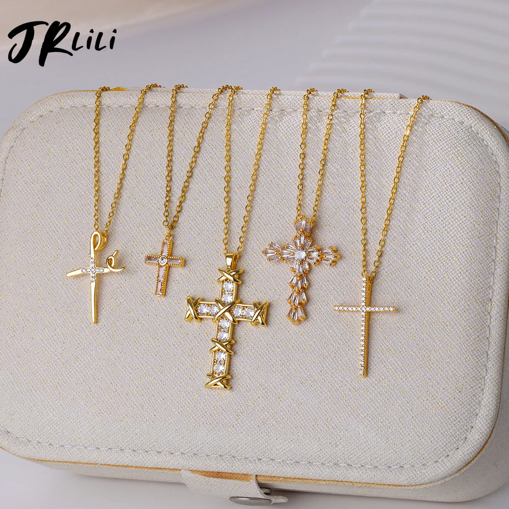 Goth Cross Jesus Pendant Necklace for Women Stainless Steel Luxury Necklace Trend Couple Jewelry collares mujer free shipping