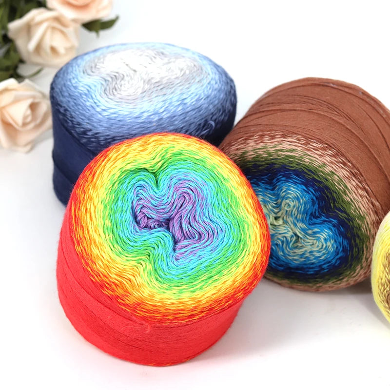 Summer Fashion Cake Yarn 220G 1000Meters Hand Knitting Fancy Yarn for Crocheting Shawl Blanket Soft Cotton Acrylic Thread