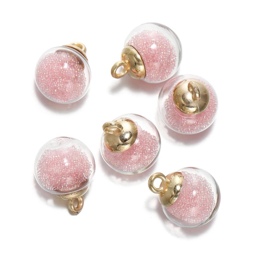 10Pcs Charms Quicksand Transparent Glass Ball 16mm Pendants Findings for Earrings Necklace Pendant DIY Jewelry Making Supplies