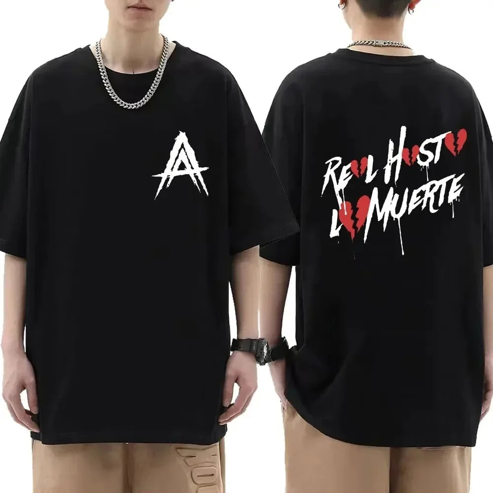 Men Women Oversized Cotton Hip Hop Graphic T Shirt Cool Rapper Style Streetwear Tee