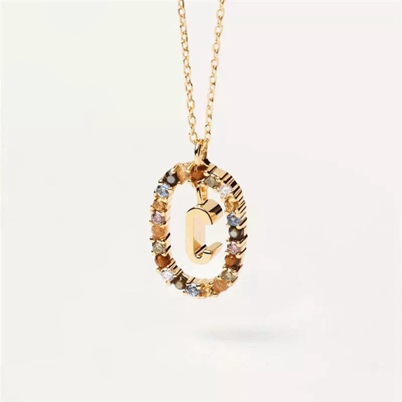 Fashion Hot Creative A-Z Letter Pendant Necklace For Woman Color Jewelry Sweet and Versatile Adjustable Chain Lobster Clasp