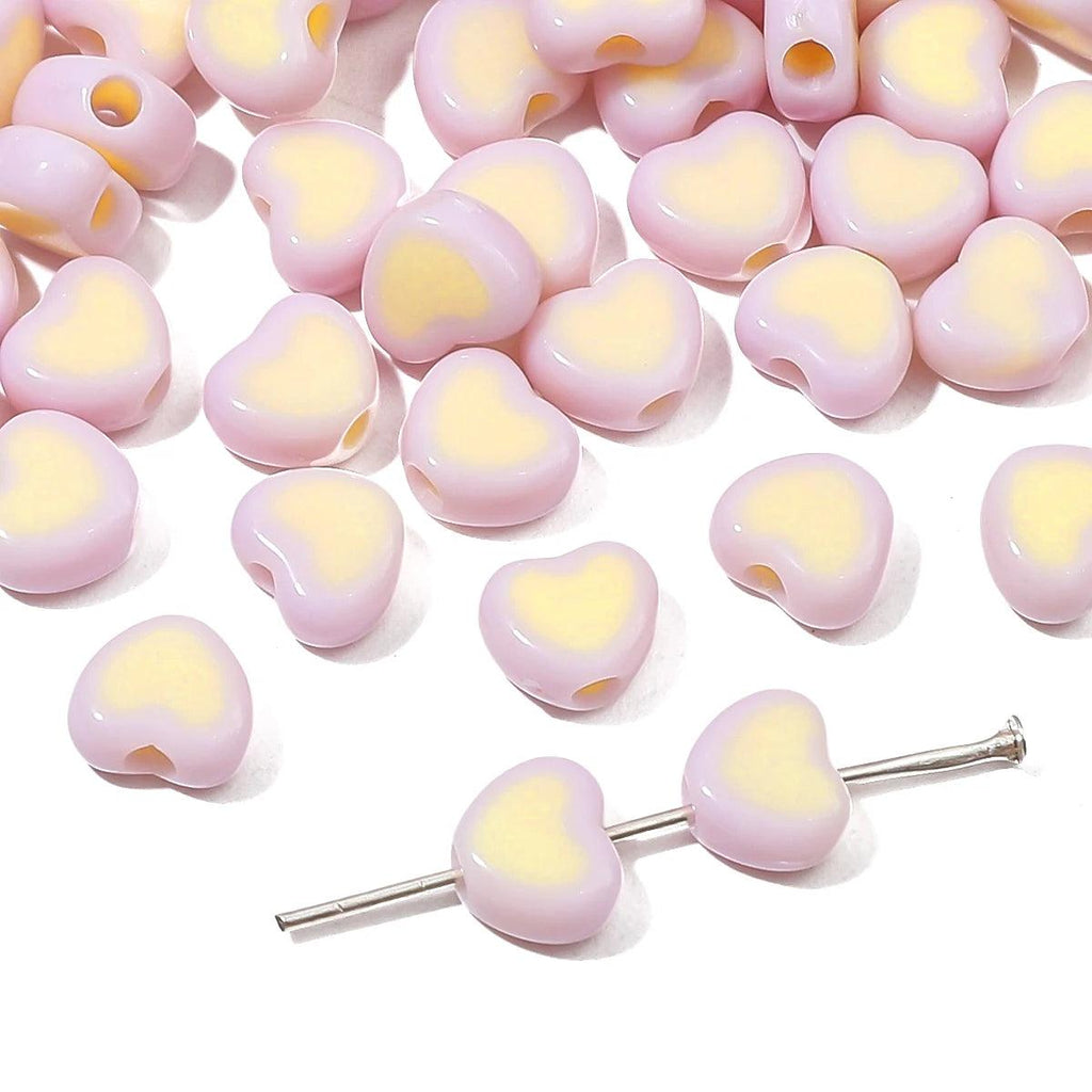 30pcs Love Heart Acrylic Bead Loose Spacer Beads For DIY Bracelet Necklace Jewelry Making Needlework Accessories