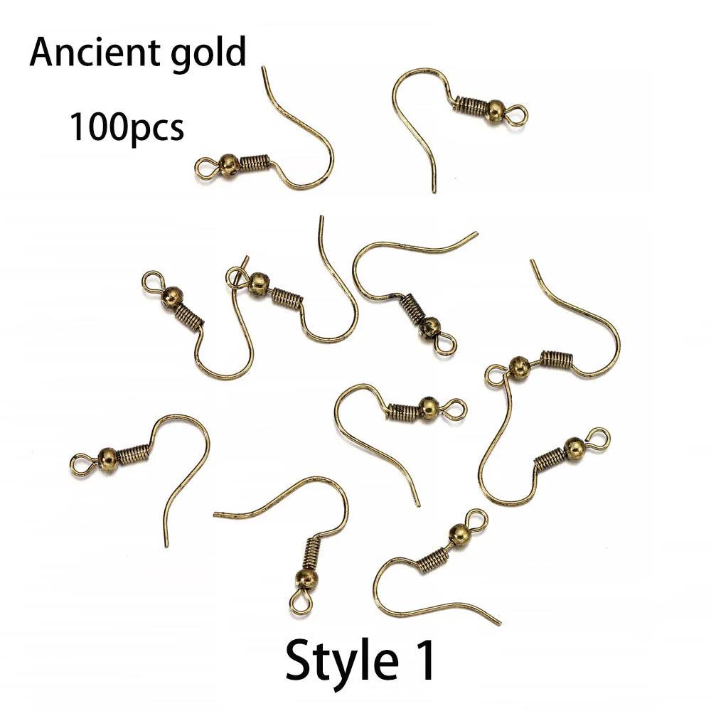 20-100pcs French Earrings Clasps Hooks Fittings DIY Jewelry Making Iron Hook Earwire Earring Findings Supplies