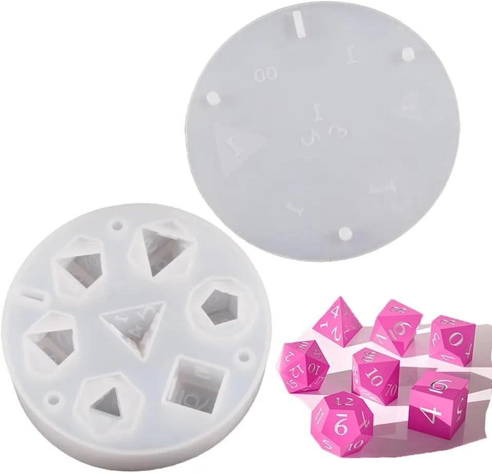 DIY 7-Cavity Dice Molds - Sharp Edge Silicone for Custom Resin Dice, Perfect Gift for RPG