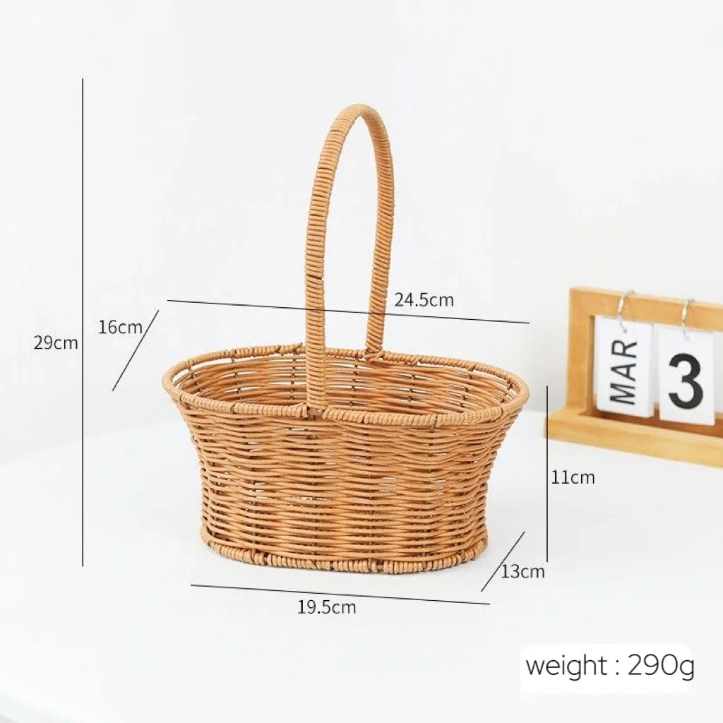 Imitation Rattan Flower Basket Flower Shop Best-selling Hand Basket Living Room Flower Arrangement Storage Basket Picnic Basket