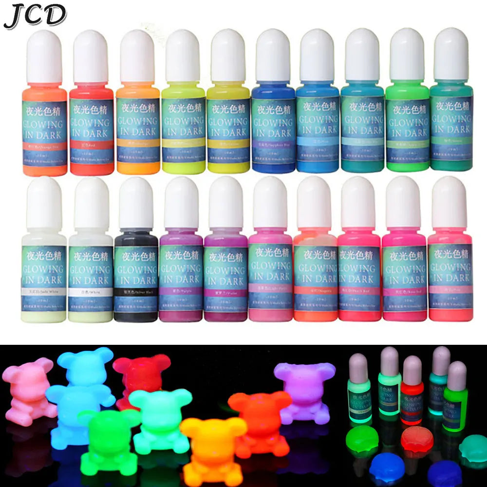 JCD 10ml Fluorescent Pigment Luminous Paint Jewelry Making Resin Dye UV Resin Coloring Epoxy Resin Pigment Glow in Night