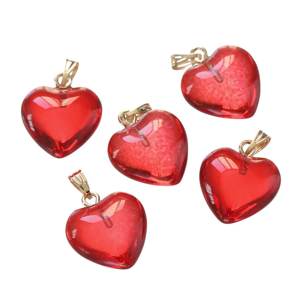 10Pcs/Lot Czech Lampwork Crystal Glass Heart Beads Charms pendant DIY Handmade Jewelry Making Necklaces Earrings Accessories