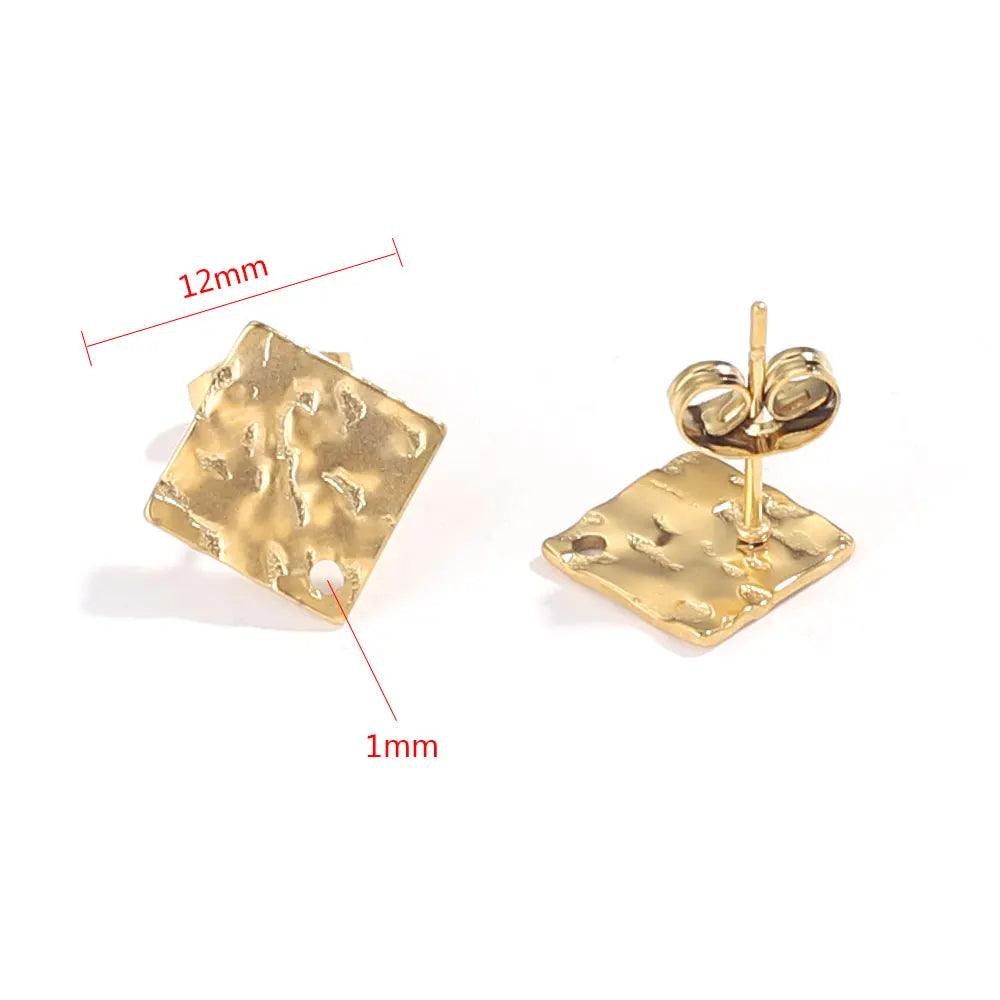 10pcs Stainless Steel Earring Posts with Loop Hole Star Moon Pattern Ear Studs Base for DIY Earring Jewelry Making Supplies