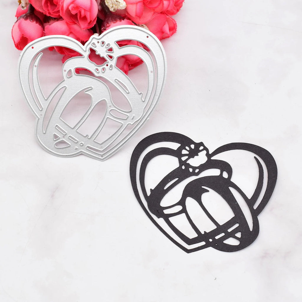 1PC Heart Frame Cutting Dies Couple Ring Metal Die Cuts for DIY Scrapbooking Album Wedding Card Making Paper Crafts