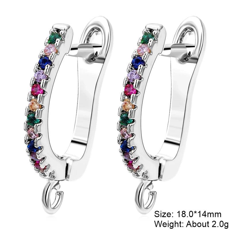Juya 18K Gold Plated Copper Material Anti-Allergy Earwire Fixture Earring Hook Clasps For DIY Women's Earring Making Accessories