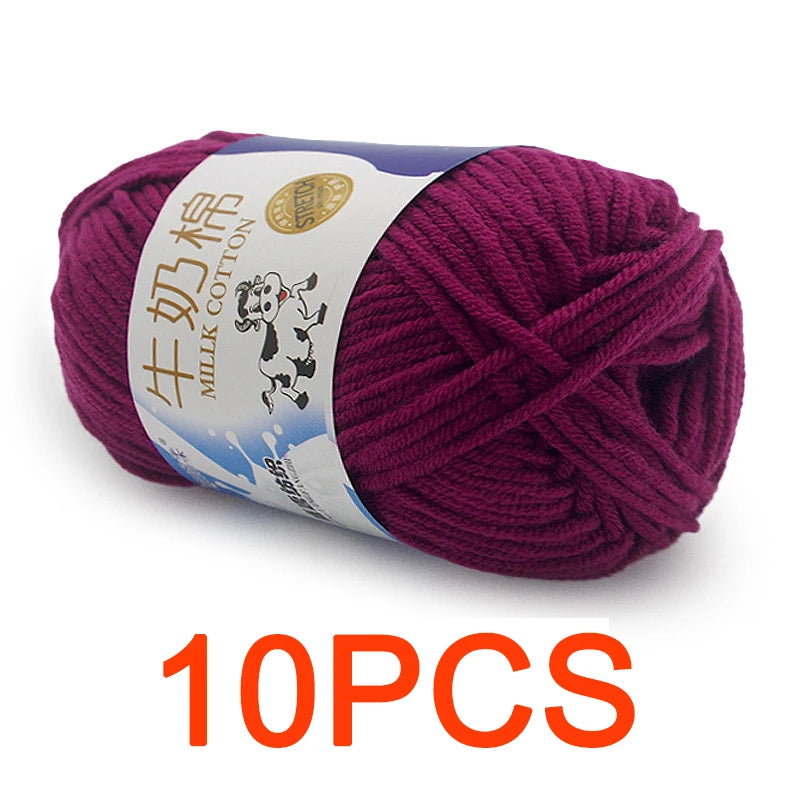 10 Pieces Milk Cotton Knitting Yarn Soft Warm Yarn for Hand Knitting and Crochet Projects