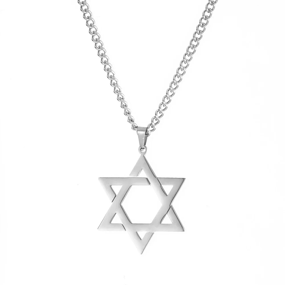 Skyrim Cutout Star of David Hexagram Choker Necklace for Men Women Gold Color Stainless Steel Chain Necklaces Jewish Jewelry