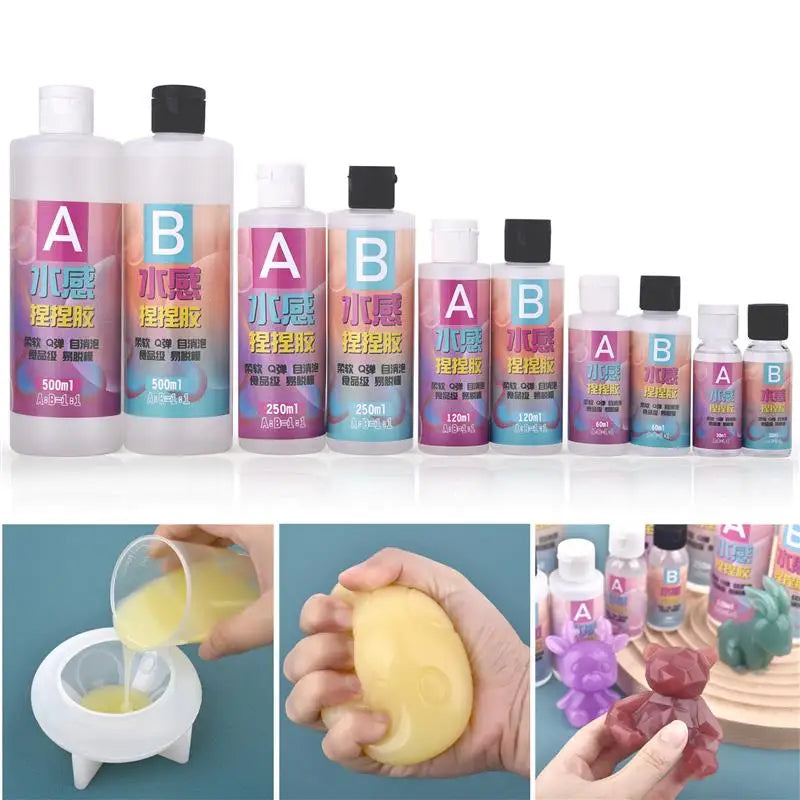 1:1 AB Epoxy Resin Glue Squishy Gel Water-Feeling Soft Liquid Silicone Making Decompression Toys Gift Squeezing Epoxy Resin Glue