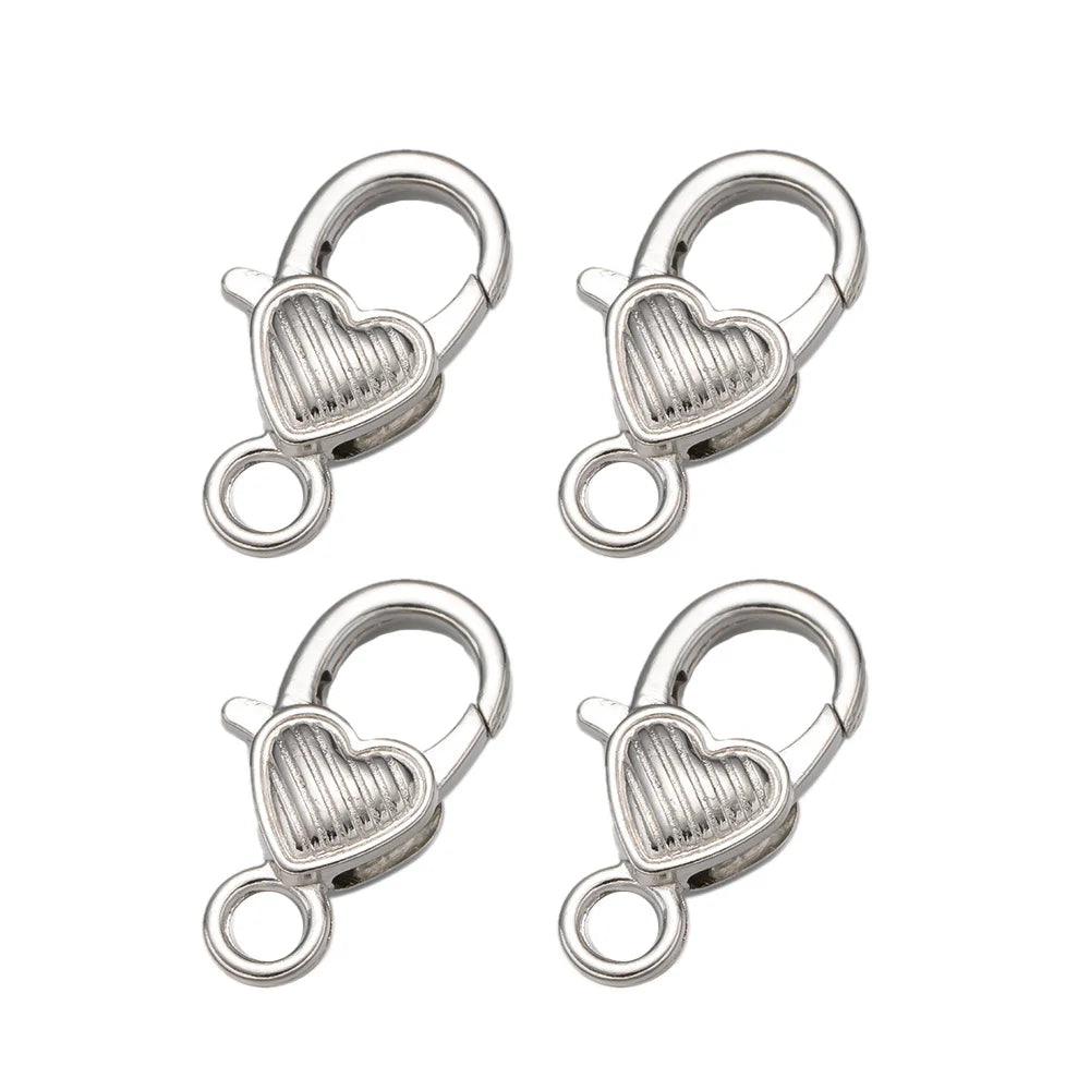 10pcs Lobster Clasp Hooks Heart Keychain Clasps for DIY Bracelets Chain Necklace Components Accessory Jewelry Making Findings