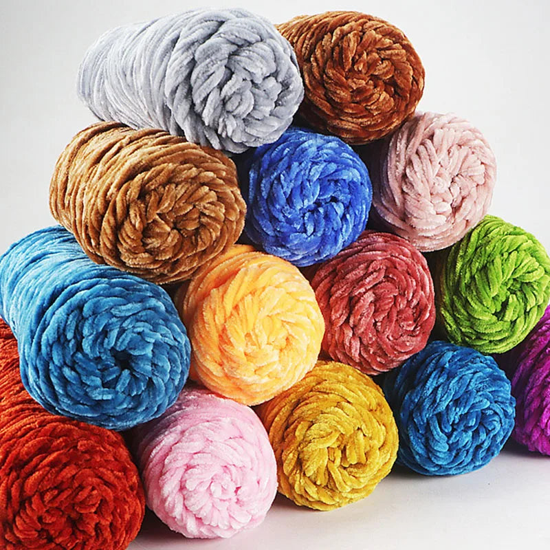 Chenille Gold Velvet Yarn Soft Warm Hand Knitted Crochet Thread for Scarves Hats and Sewing Accessories