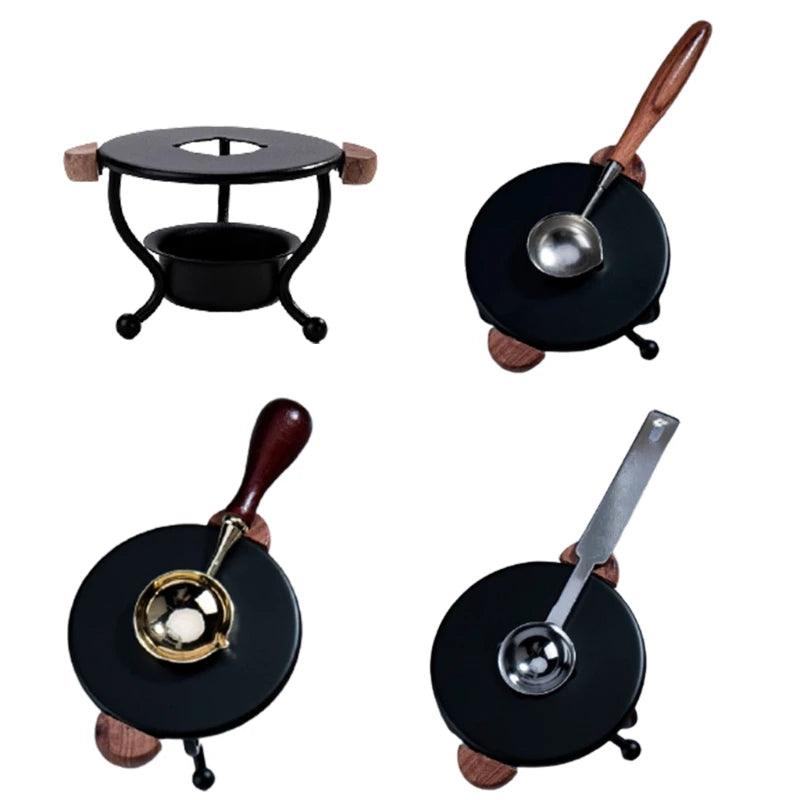 Vintage Retro Sealing Wax Furnace Stove Tripod Fire Paint Wax Seal Stamp Stick Warmer Candle Heater Pot Melting Glue DIY B03E - Winord