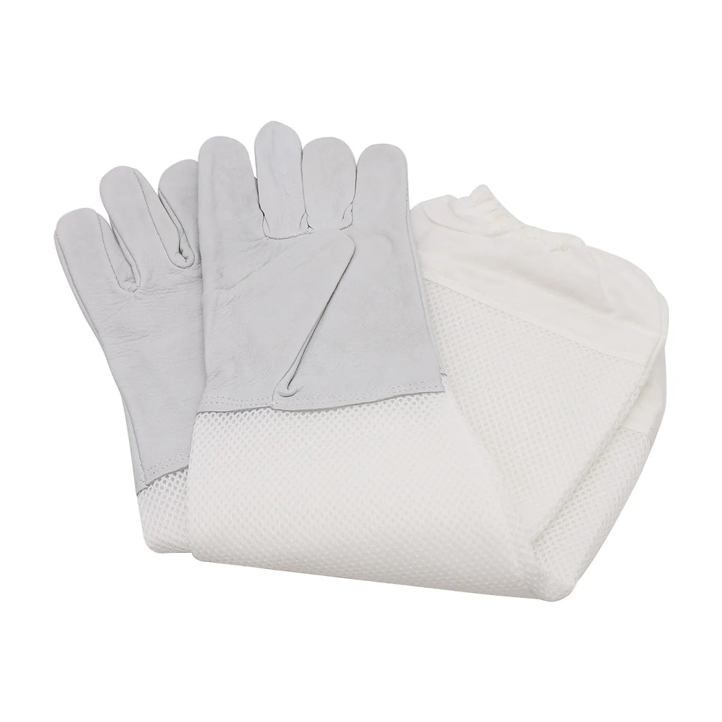1Pair Apiculture Sheepskin/Linen Gloves Anti-bee Anti-sting Long Sleeves Ventilated Beekeeper Bee Keeping Tool