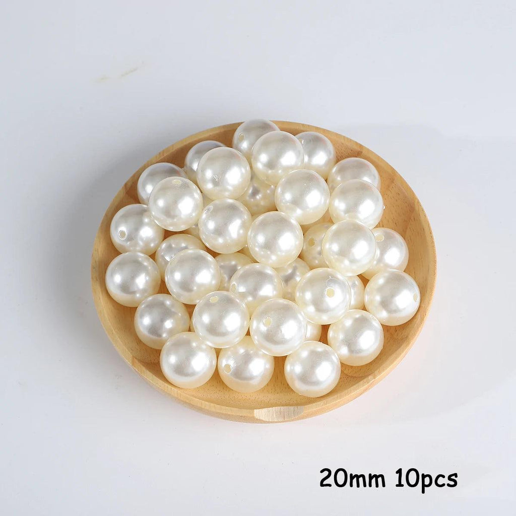 3-20mm 10-1000pcs straight hole ABS imitation pearl beige white bracelet with round beads for DIY craft jewelry making products