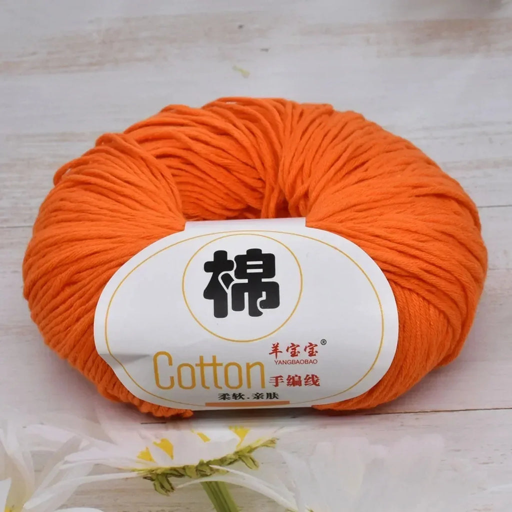 100 Percent Cotton Soft Combed Hand Knitting Crochet Yarn Natural Pure Color Thread 50g 125m