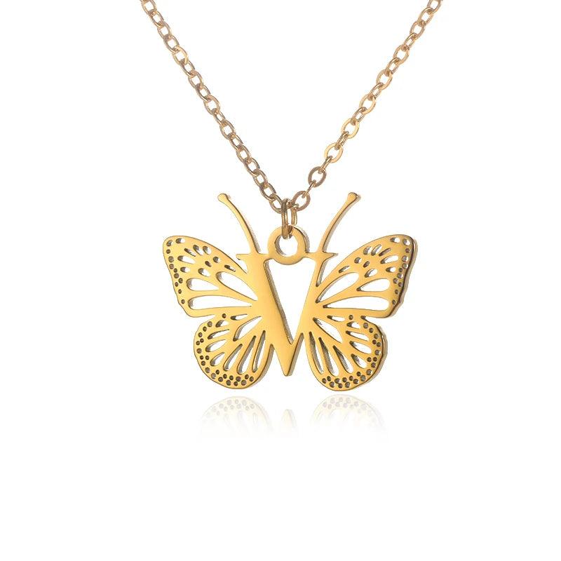 A-Z Initial Letter Collar Butterfly Necklace For Women Butterfly Jewelry Stainless Steel Alphabet Choker Necklace Female Gift