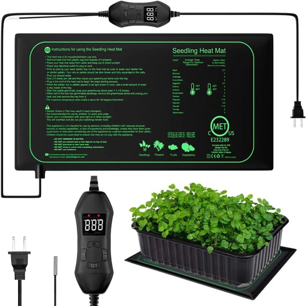 50W Seedling Heat Mat Indoor Plants Germination Waterproof Heating Pad 20℃ to 45℃ Adjustable Winter Plants Nursery Heating Mat