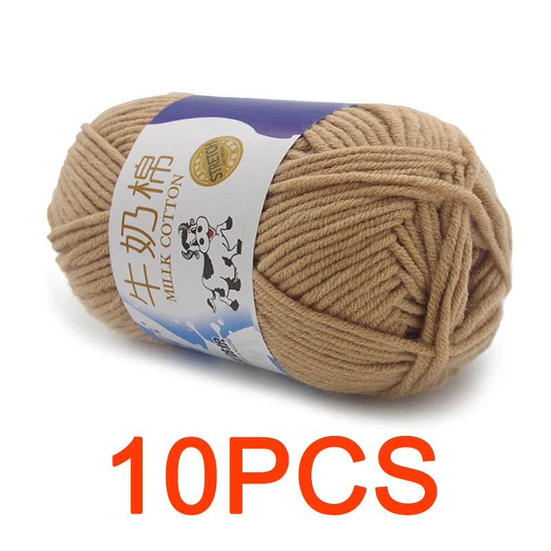 10 Pieces Milk Cotton Knitting Yarn Soft Warm Yarn for Hand Knitting and Crochet Projects