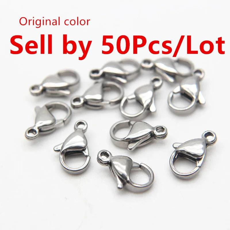30-50Pcs 304 Stainless Steel Lobster Clasps Claw Clasps For Bracelet Necklace Chain Diy Jewelry Making Findings 9-15mm
