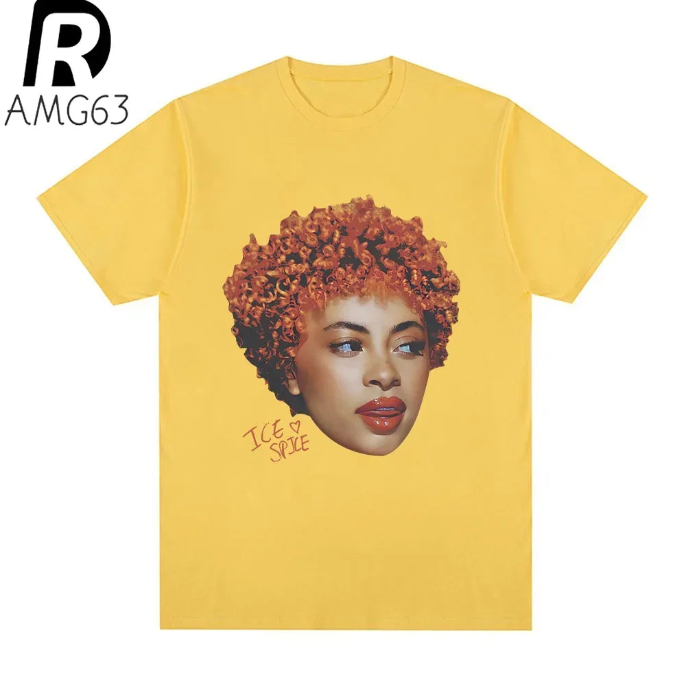 Rapper Ice Spice Graphic T Shirt for Men and Women in Hip Hop Street Style Casual Summer Fashion