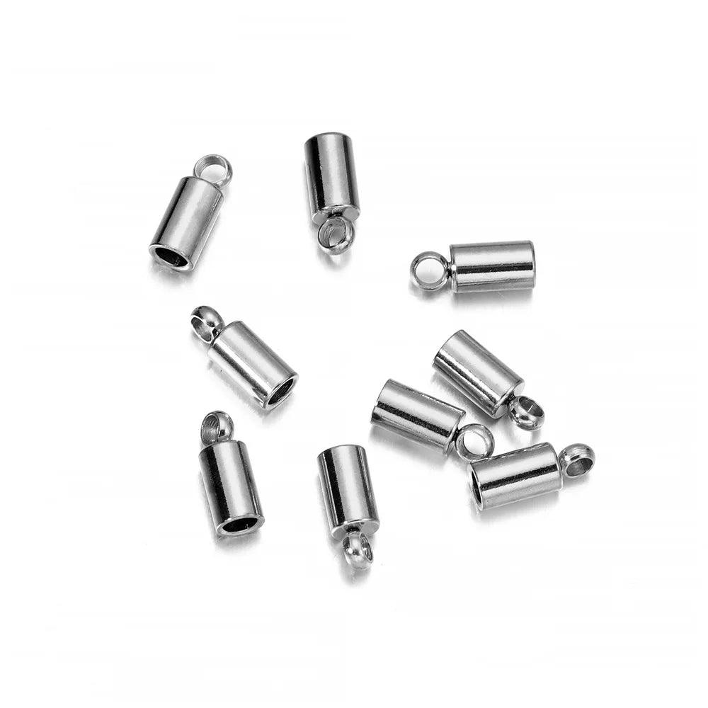 10Pcs/Lot Stainless Steel End Tip Cap Fit 1.5-10mm Tassel Leather Cord End Crimp Cap for DIY Bracelet Jewelry Making Accessories