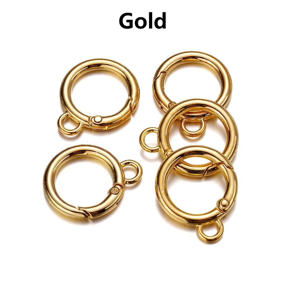 5Pcs/Lot Alloy O Ring Spring Clasps Openable Round Carabiner Keychain Bag Clips Hook Buckles Connector For DIY Jewelry Making