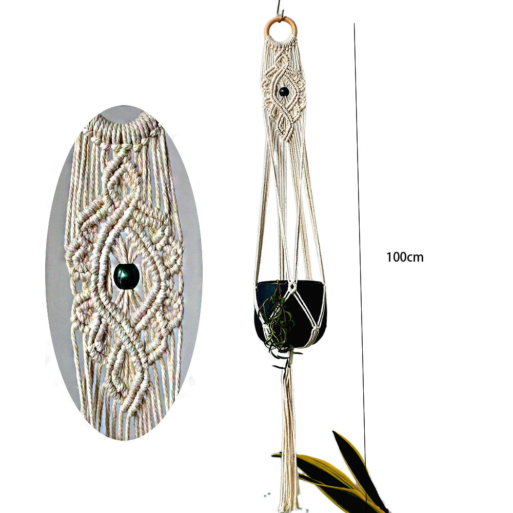 Hot sale handmade boho style macrame  plant pot holder indoor window flower pot hanger
