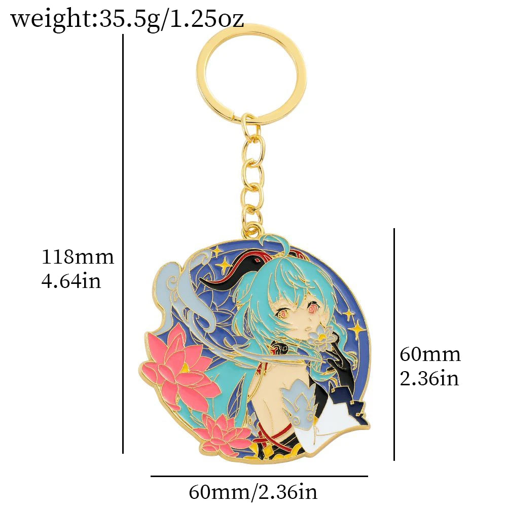 Anime Genshin Impact Keychain Cartoon Character Ganyu Keqing Barbatos Keyrings Car Key Holder Bag Pendant Accessories Gift