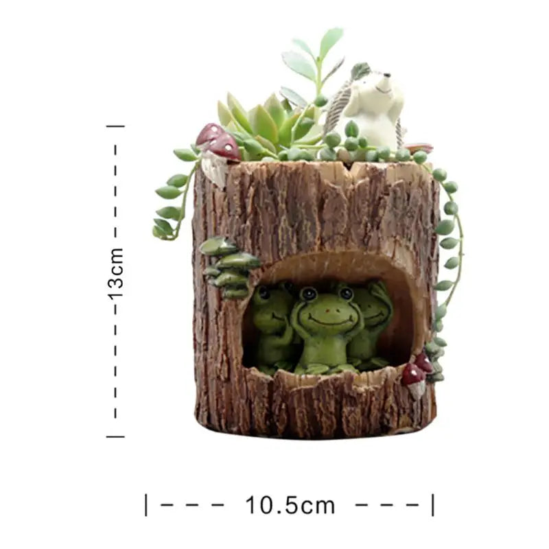 1pc Creative Cartoon Flowerpot Succulent Planter Lovely Green Plants Planter Flower Pot with Hole Home Garden Decoration Gift