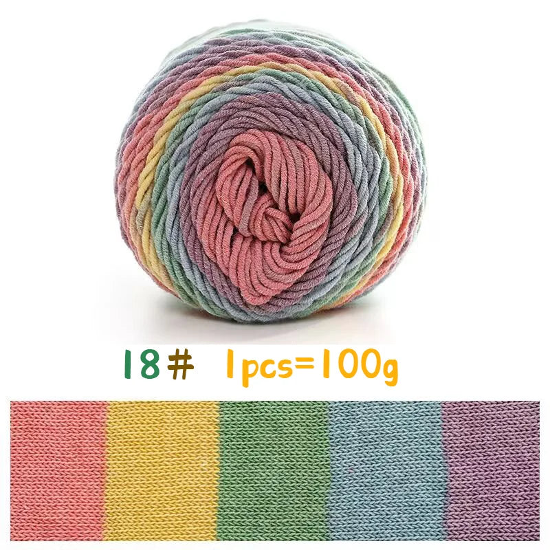Rainbow Colorful Cotton Yarn Ball For Handwoven Projects