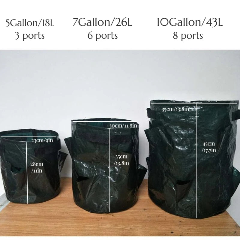 5/7/10 Gallon PE Strawberry Planter Grow Bags Potato Pot Gardening Pots Home Jardin Flower Veg Tomato Planting Tools Container