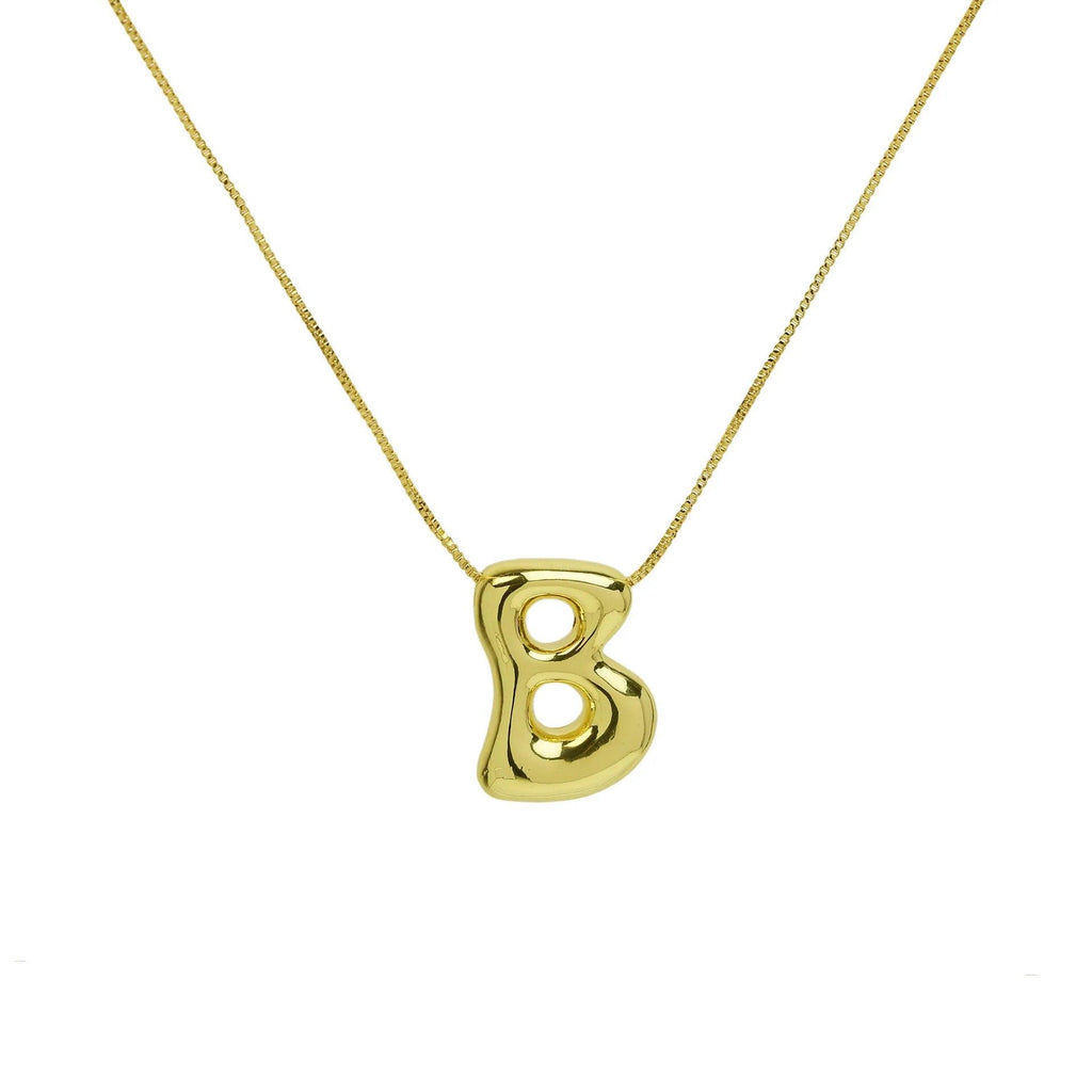 Trendy Gold Plated 18K Chunky Balloon Bubble Initial Letters Pendant Stainless Steel Choker Necklaces for Women Customized Chain
