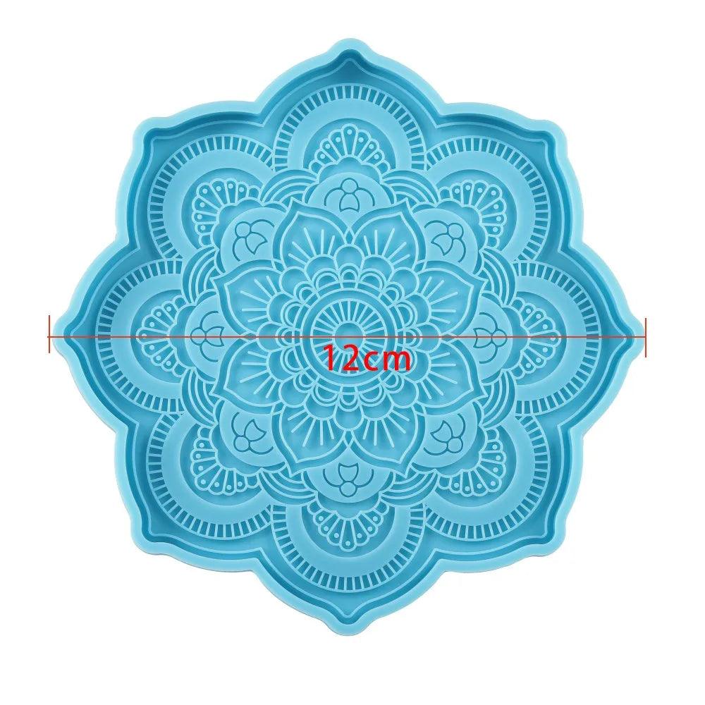 Mandala Coaster Epoxy Resin Mold Round Tray Cup Mat Casting Silicone Mould Home Decoration DIY Handwork Crafts