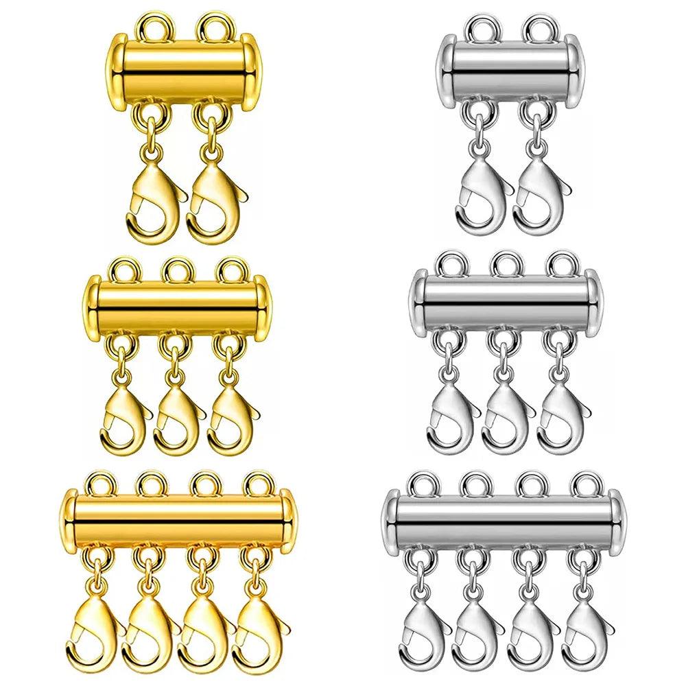 2pcs  Multi Strand Necklace Layer Lobster Clasp Slide Magnet Tube Connector Locks