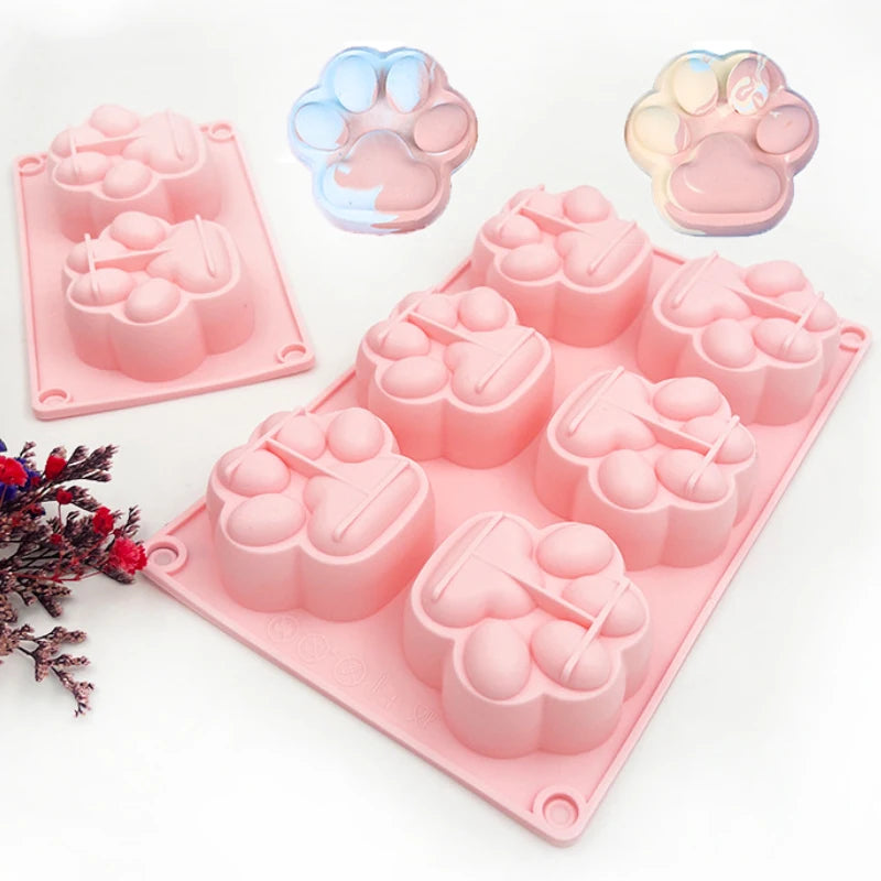 Multicavity Cat Paw Silicone Soap Mold Animal Candle Resin Plaster Mold DIY Chocolate Jelly Cake Ice Cube Making Desk Decor Gift