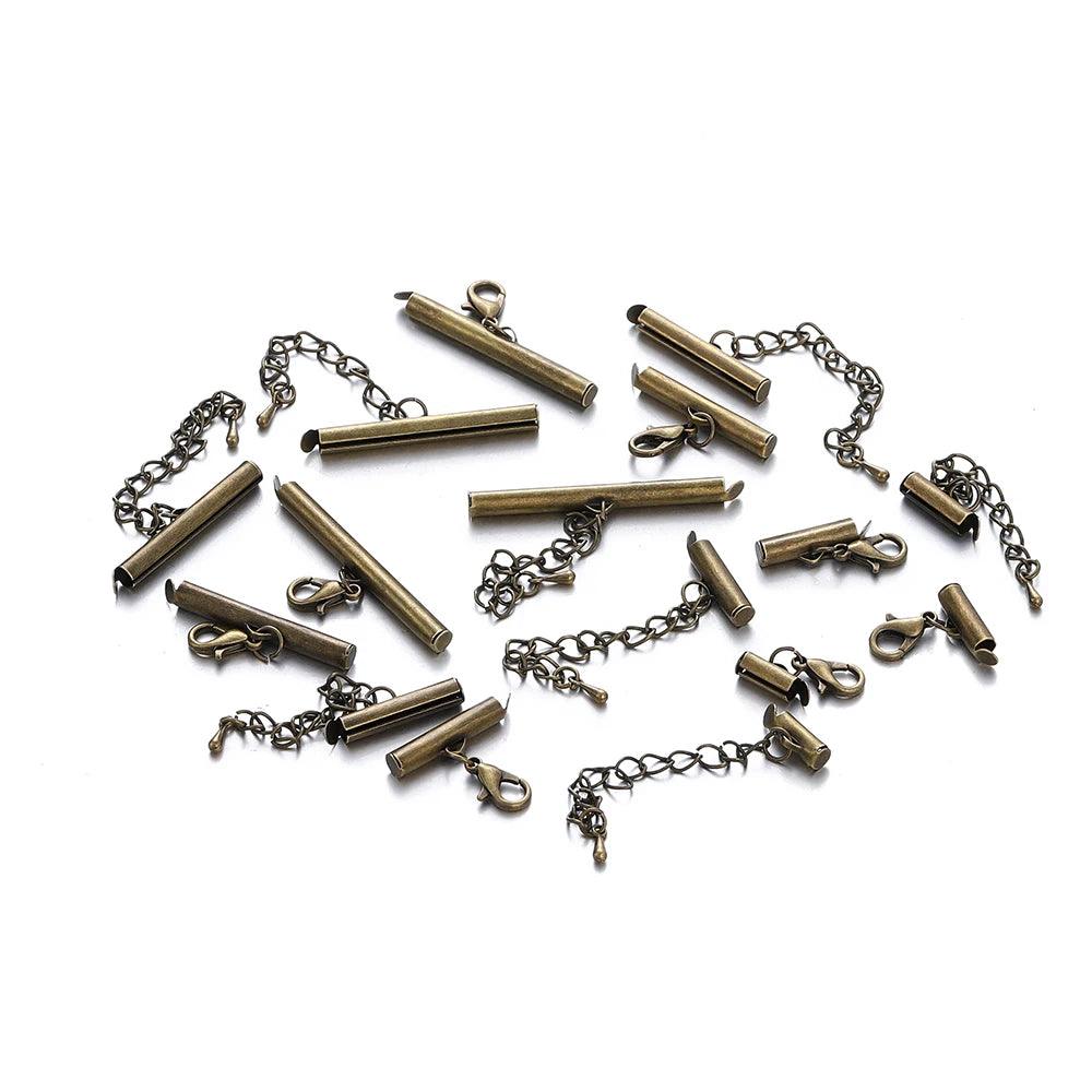 10Sets/Lot 10-40mm Lobster Clasps Hooks Extending Chain Bracelet End Connectors Slider Clasp For DIY Jewelry Making Finding