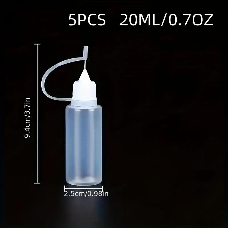 5pcs 20/30/50ml Squeeze Bottles Needle Tip PE Glue Applicator Bottle Craft Tool Transparent For Paper Quilling
