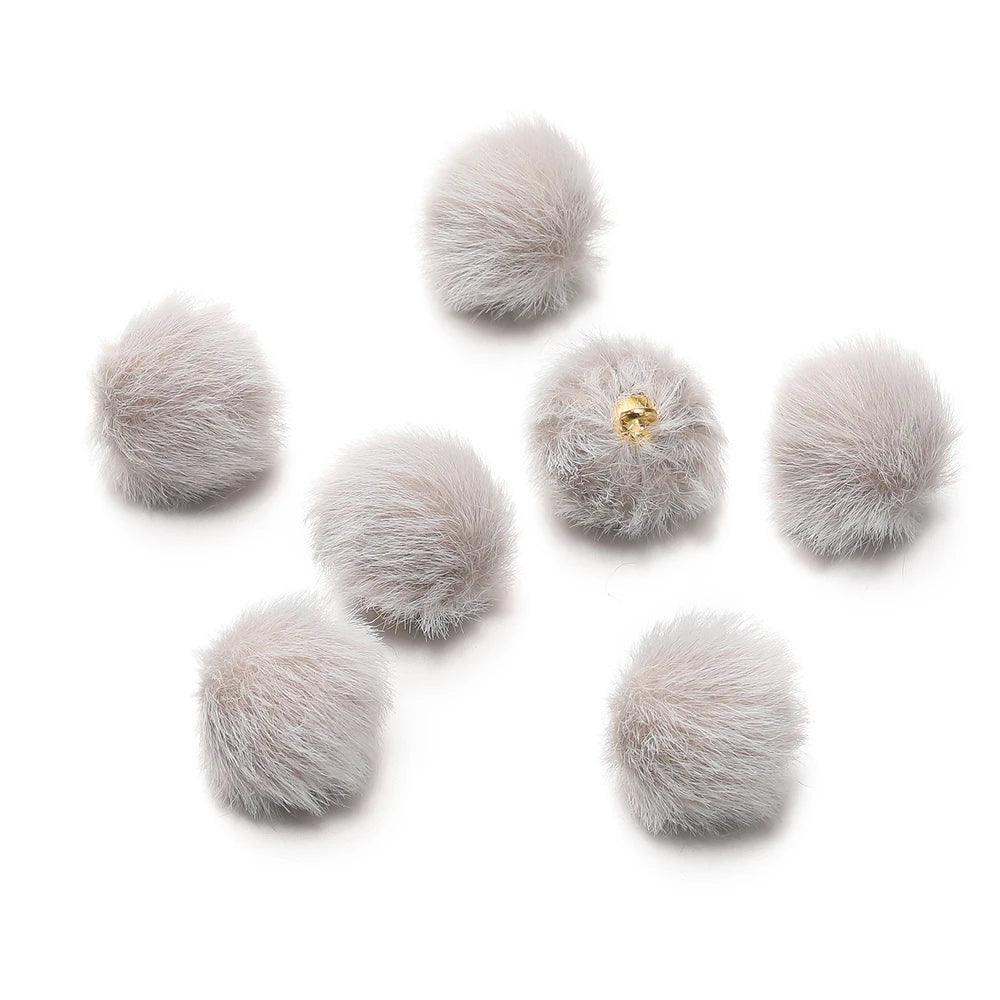 10pcs 17mm Plush Fur Covered Ball Beads Charms Pompom Beads Pendant for DIY Earring Bag Keychain Pendant Jewelry Making Supplies