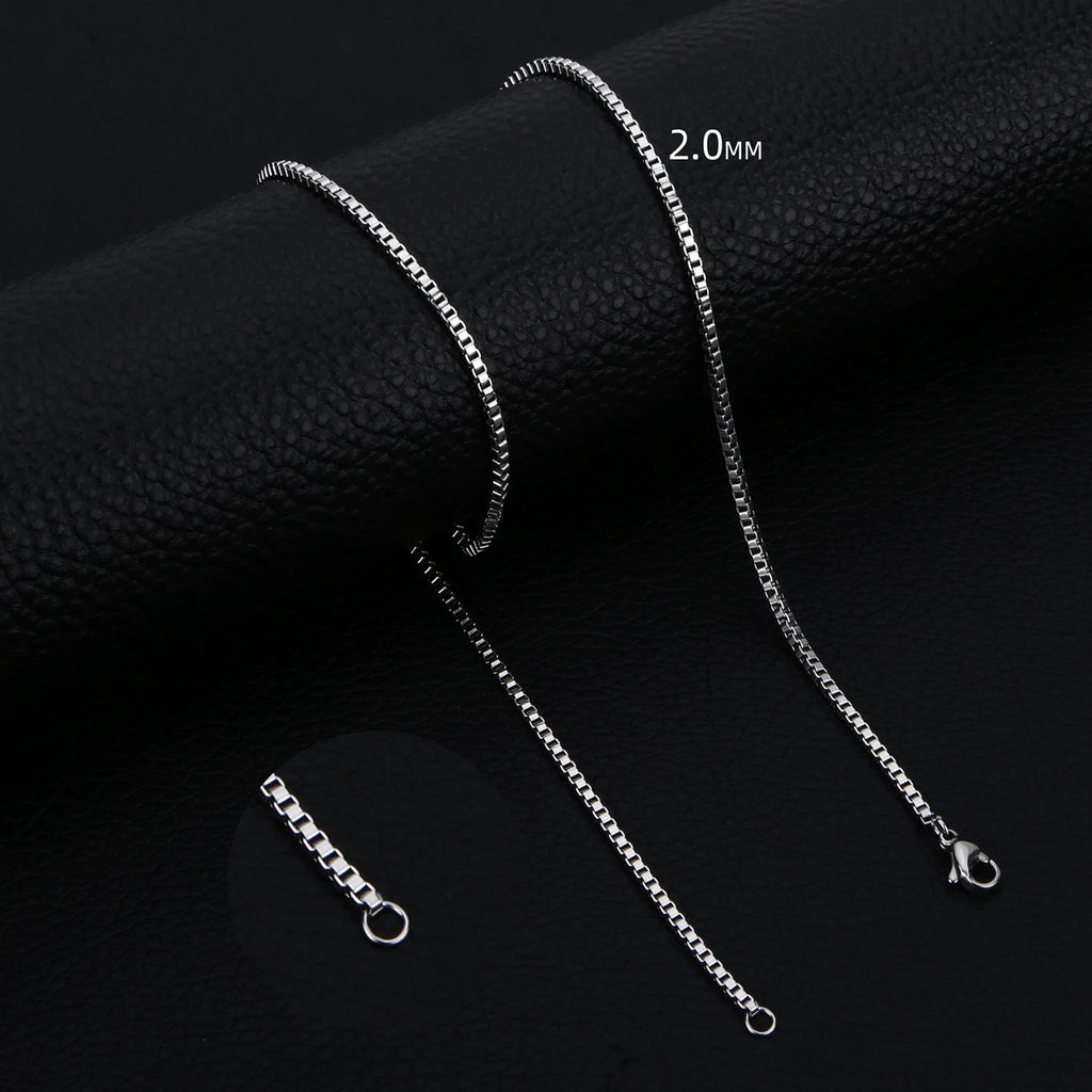 HIYEE 1.5 To 3 MM Thick Stainless Steel Box Chain Necklaces For Men And Women Jewelry Link Chokers With 18 To 24 Inches