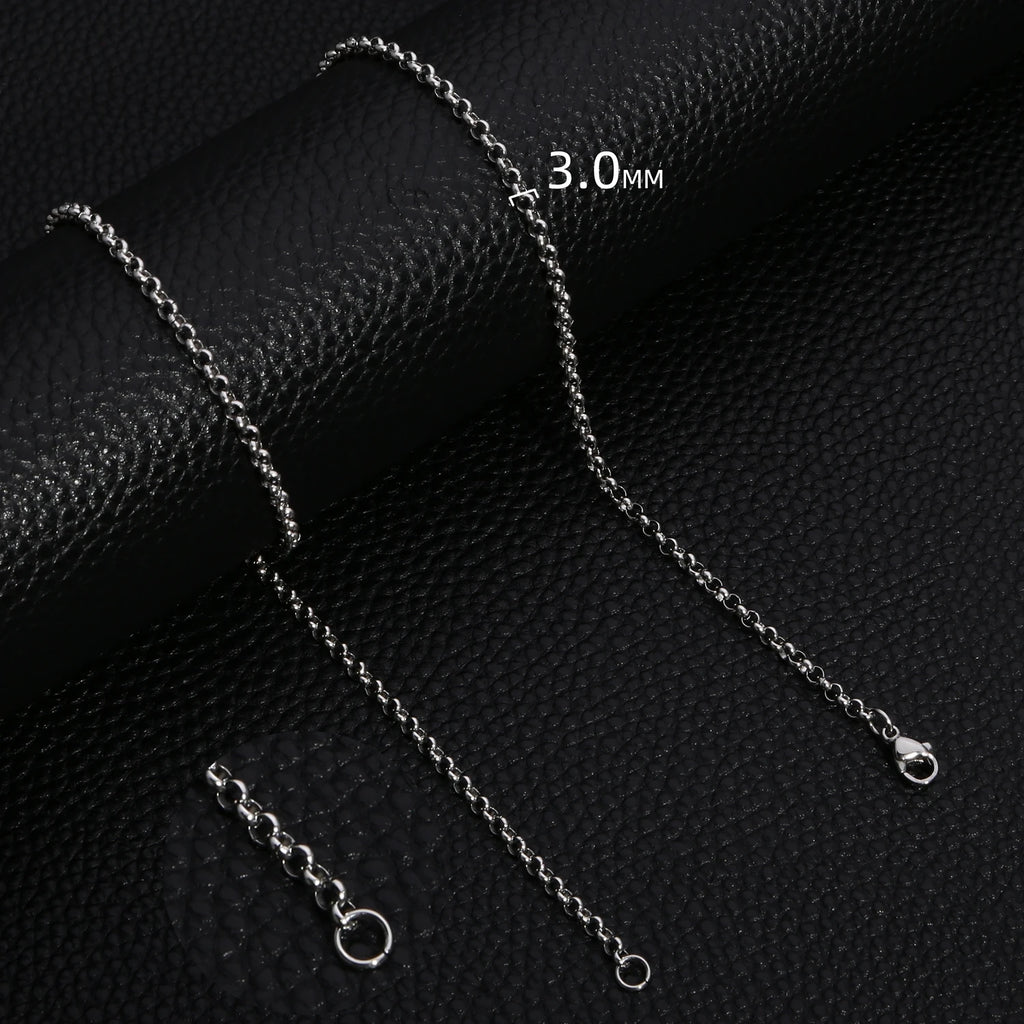 HIYEE Simple Fashion 2-5MM Wide Square BEADS NK Round Chain Necklaces for Men Women Stainless Steel Jewelry 45-70CM Length