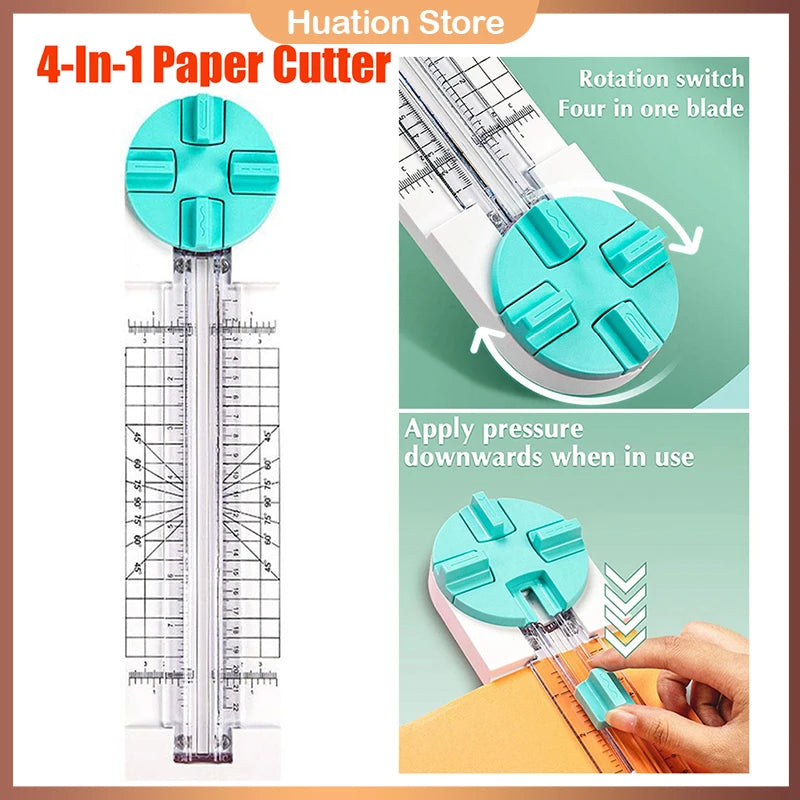 4 In 1 Paper Cutter Multi-Functional Paper Cutter Creasing Machine Curved/Straight Handbook Making Photos Sliding Cutting Tools