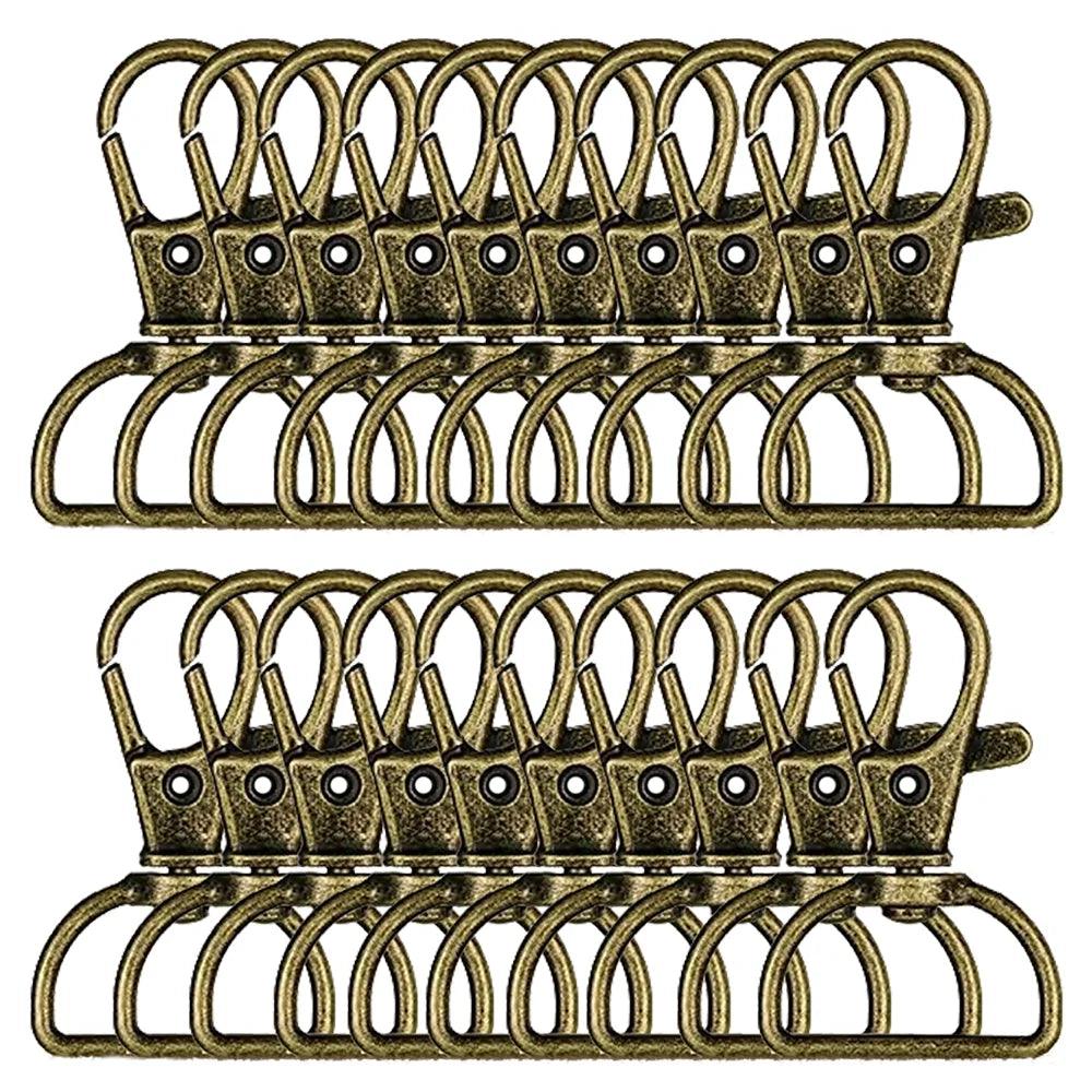 30-Pack Swivel Buckle Strap D-Ring Lanyard Spring Hook Keychain Clip Hook Metal Lobster Claw Clasp for Key Ring Hand Sewing