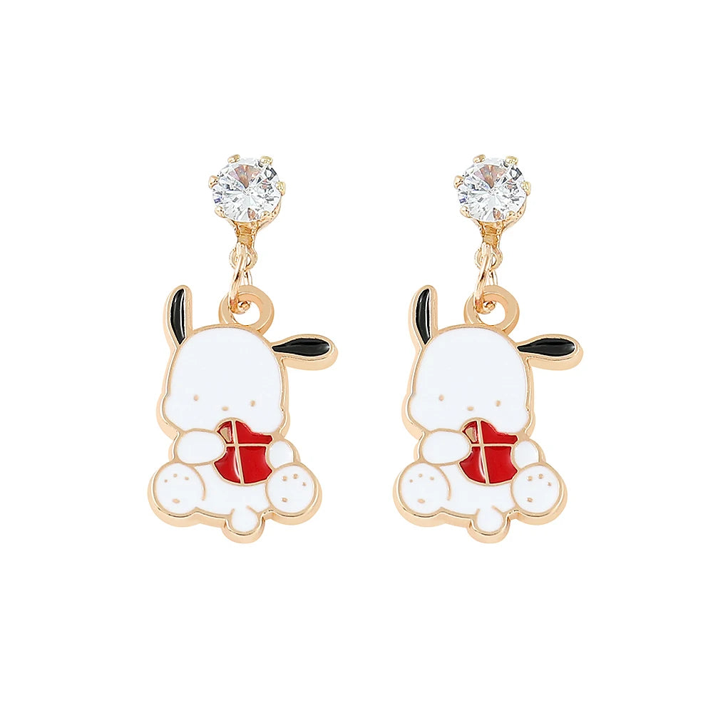 Sanrio Hello Kitty Earrings Stud Women Cute Kuromi Dangle Earrings Girl Cinnamoroll Melody Accessory Kids Xmas Gift