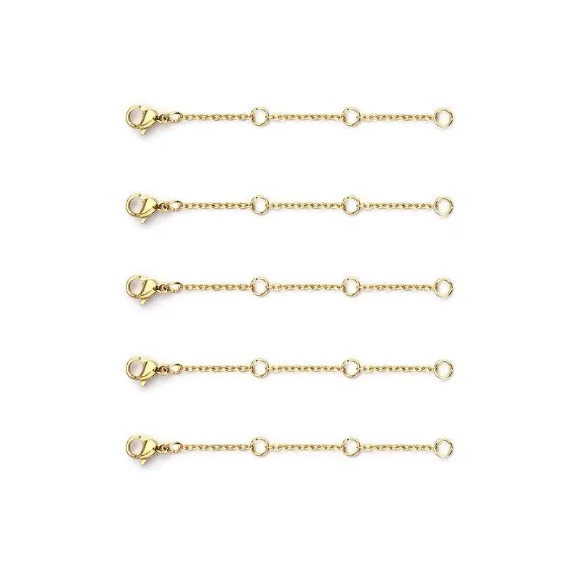 5pcs Stainless Steel Extension Extended Tail Chain Lobster Clasps Connector 3-10cmDIY Jewelry Making Findings Bracelet Necklaces