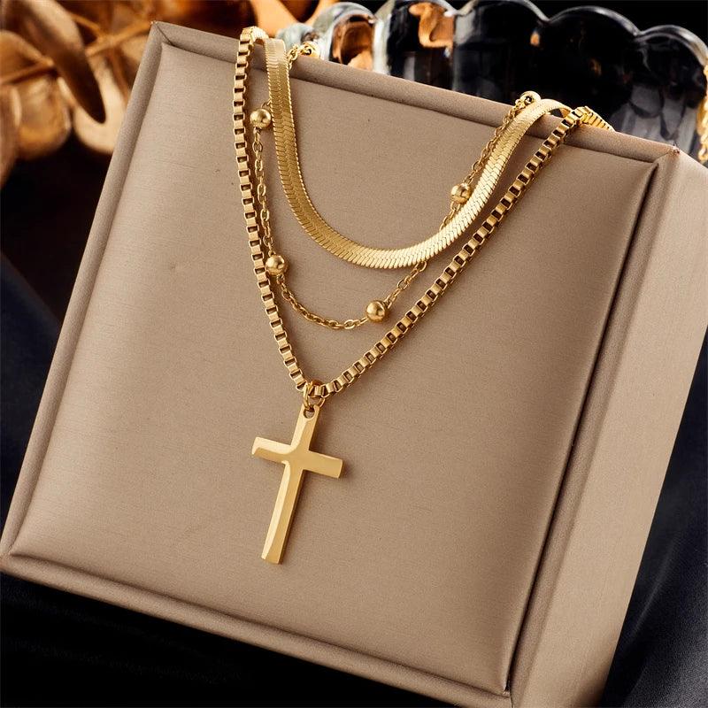 DIEYURO 316L Stainless Steel Pearl Heart Butterfly Cross Pendant Necklace For Women Fashion Girls Clavicle Chain Jewelry Gifts